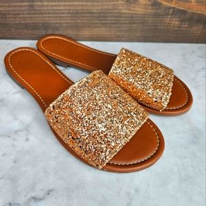 Everglades gold glitter slides women sandals size 9